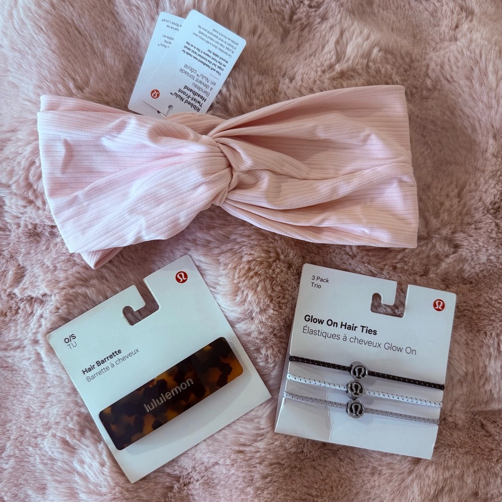 Lululemon Pink Headband and Hair Accessories Set